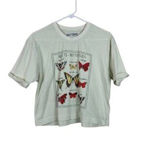 Hot Topic Butterfly Insect Tee Size Medium Rolled Sleeve Crew Neck  Cottagegoth